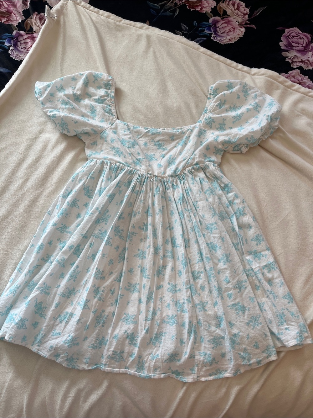 Mable baby blue print mini dress- women’s